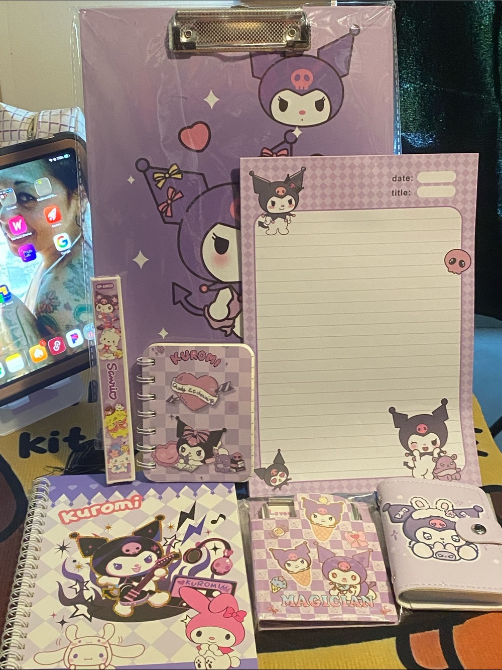 NWOT Sanrio Kuromi Purple Character Stationery Accessory Set💜🖤